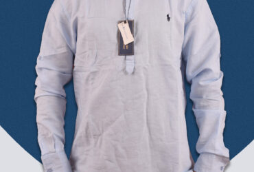 Polo full sleeves linen cotton cream colored kurta for men