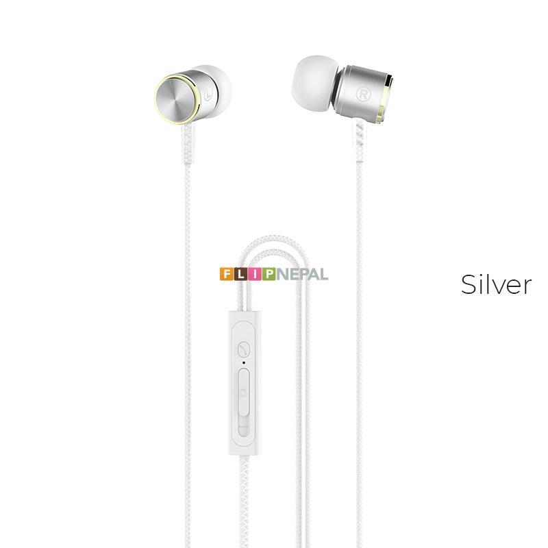 Hoco M42 Ice Rhyme Control Earphone With Mic ( Silver )