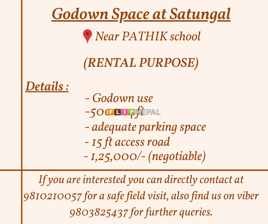 GODOWN SPACE AVAILABLE AT SATUNGAL