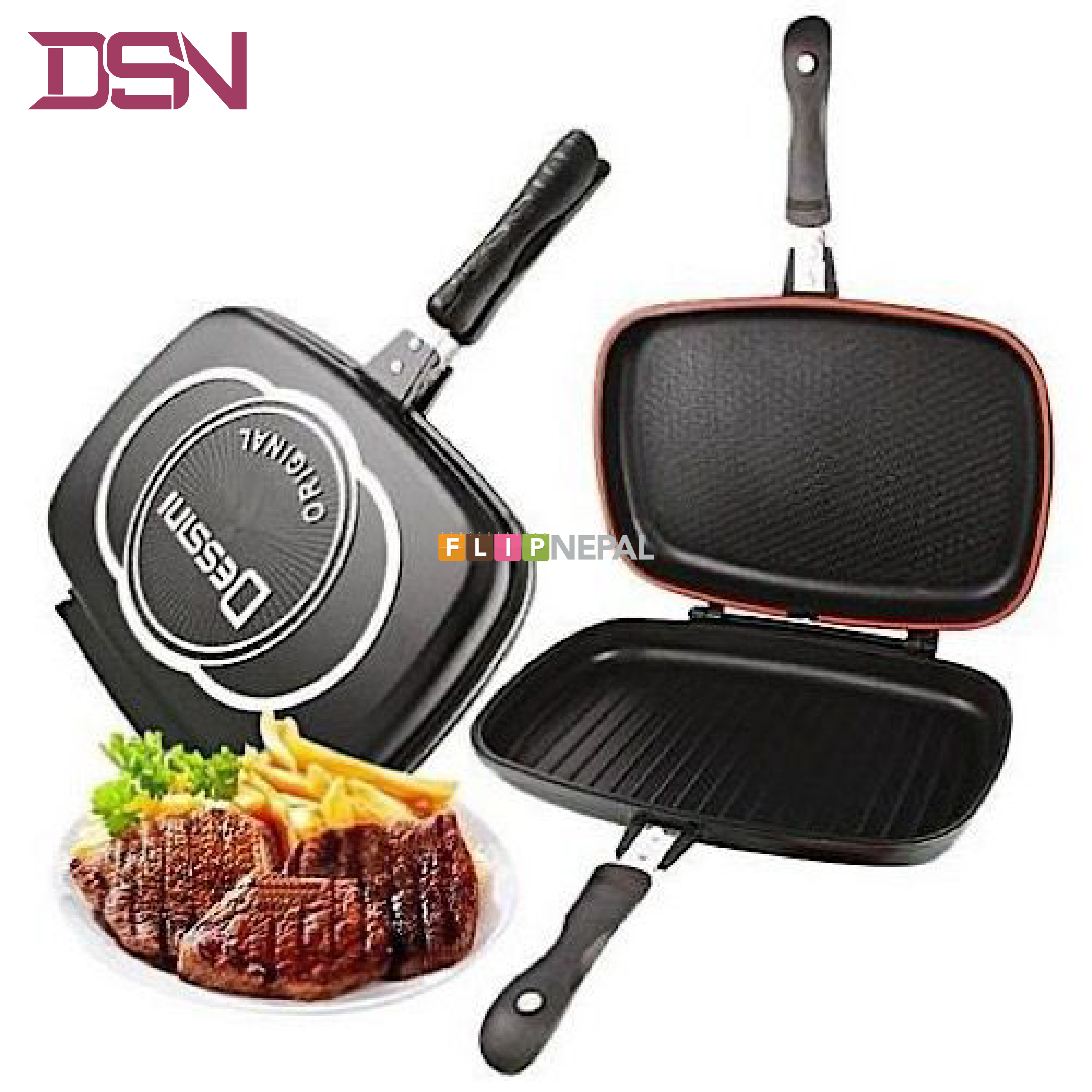 Double Sided Grill Nonstick Pan