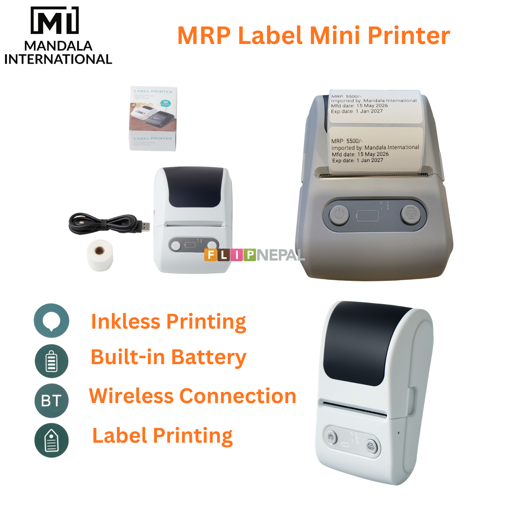 MRP Label Printer in Nepal | Mini Thermal Label Printer for MRP Stickers | Wireless Inkless Printer