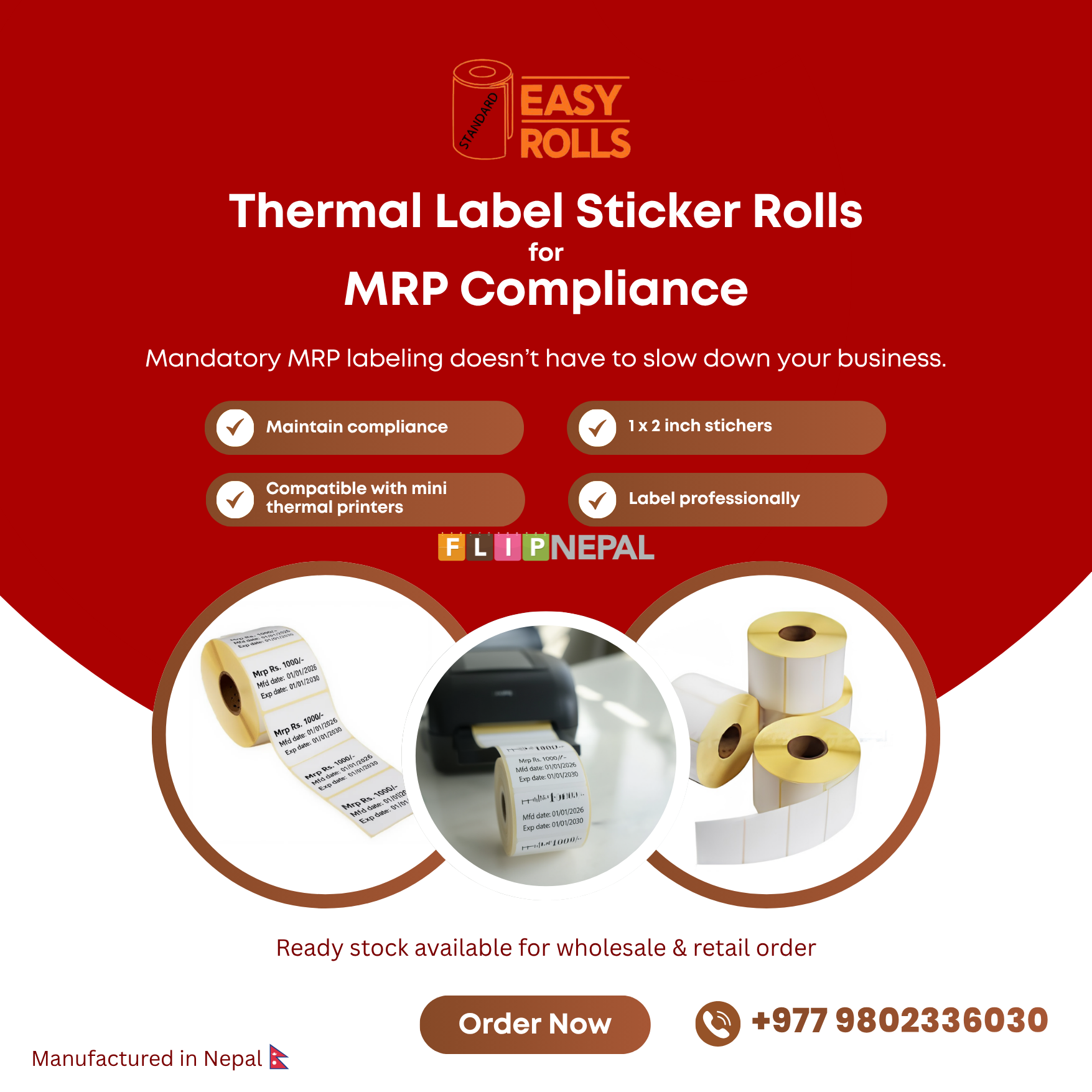 MRP Label Thermal Sticker Roll – For Mini Thermal Printer